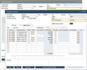 Its End of Fiscal Year in Inv. Counting 1