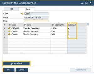 Set Default BP Catalog Number 2